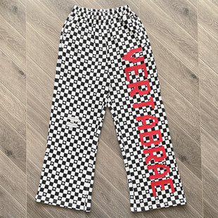 Vertabrae sweatpants 美式高街黑白棋盘格裤男装长裤子