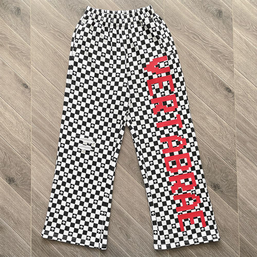 Vertabrae sweatpants 美式高街黑白棋盘格裤男装长裤子
