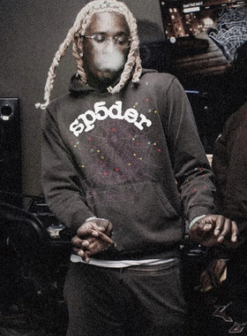 Young Thug  Spder 555555 涂鸦嘻哈欧美高街男女连帽卫衣帽衫潮