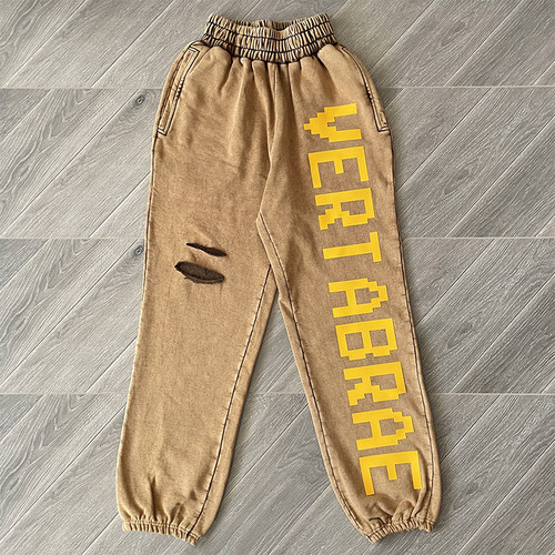 Vertabrae sweatpants 洗水立体印花破洞字母休闲运动裤休闲长裤
