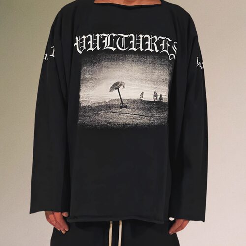 KANYE YZY VULTURES 一刀剪领口YEEZY专辑周边 宽松长袖潮T恤tee