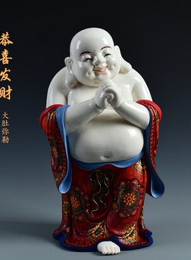居家保平安描金弥勒佛像