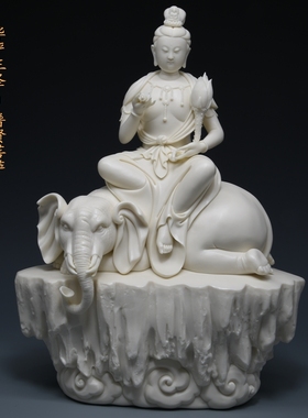 大师陶瓷限量版华严三圣普贤文殊菩萨释迦摩尼佛家居供奉摆设收藏