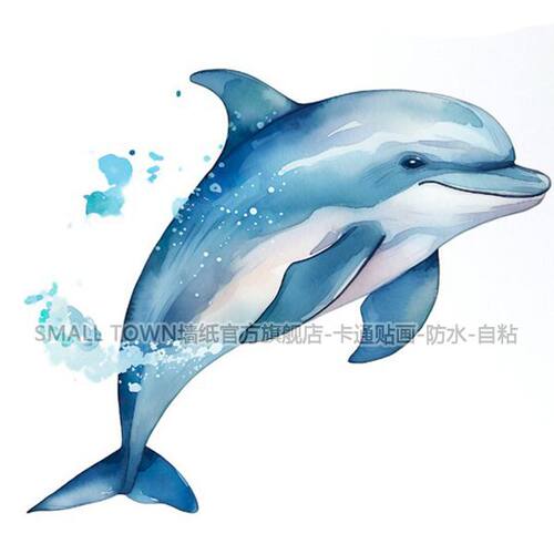 海洋动物贴画海豚鲸鱼鲨鱼贴纸新款室内墙上贴墙厕所马桶贴儿童房