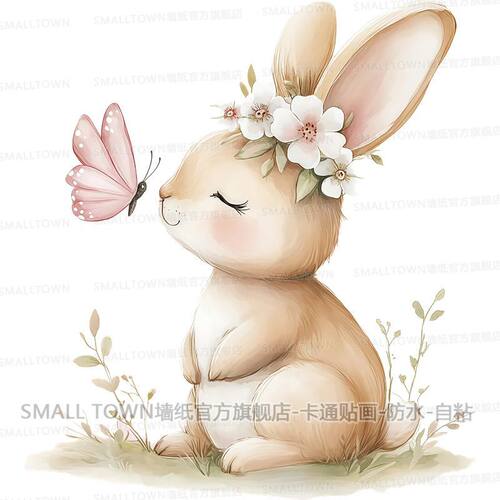 可爱卡通童趣小兔子贴画防水自粘