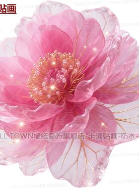 新款唯美牡丹花图案自粘贴画防水