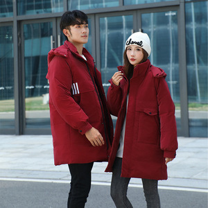 定制可二开logo冬季新款男女羽绒服中长款连帽情侣外套YR246-P95图片