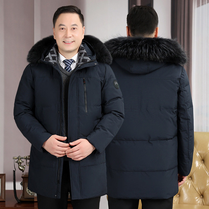 羽绒服男中老年人加厚中长款派克毛领大码爸爸冬季外套yr238-P210图片