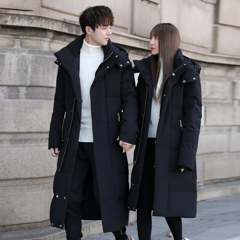 White duck down women's knee length, stylish, ins thick, couple's winter long jacket,_voghion.com