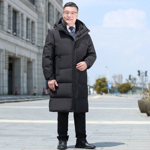 中老年爸爸装锁温背带中长款90%鹅绒服连帽外套H86-P310488元图片