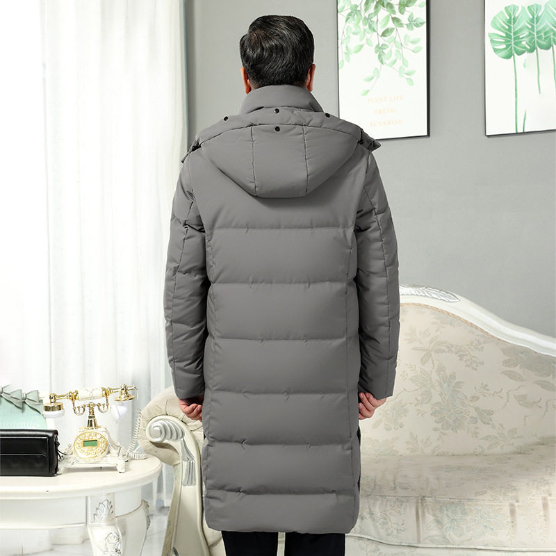 现货主推爸爸长款连帽羽绒服男中老年爷爷保暖开衫外套YR307-P150,男装羽绒服,星座1210A