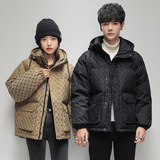 潮牌原版冬季短款加厚外套阔版港风欧美羽绒服男女同款H201-P160，男装羽绒服，星座1210A