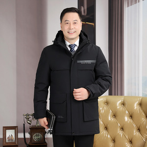 新款中长款爸爸工作服老年羽绒服男加厚爷爷装老人外套2307-P240图片