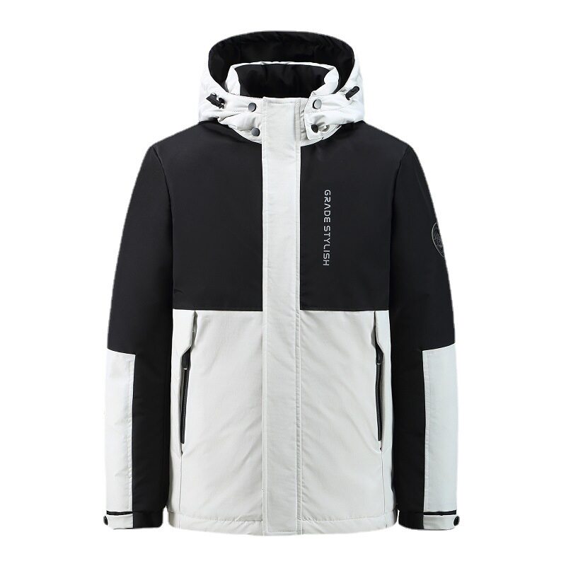 标50%白鸭绒羽绒服男短款冬男青年学生工装连帽外套YR7518-P130,男装羽绒服,星座1210A