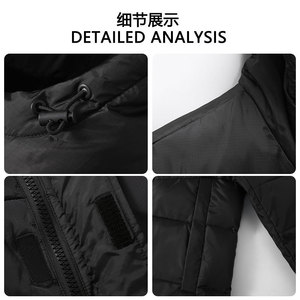 跨境羽绒服男长款过膝连帽加厚女同款冬季石墨烯外套艺考校服P230图片