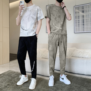 短袖t恤短裤男夏季套装潮流男装一套搭配痞帅运动两件套tz908-P70图片