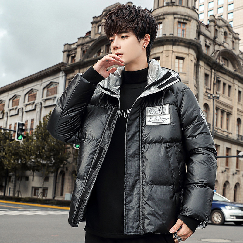 冬季加厚亮面连帽羽绒服男士短款青年白鸭绒保暖外套潮6552-P110,男装羽绒服,星座1210A