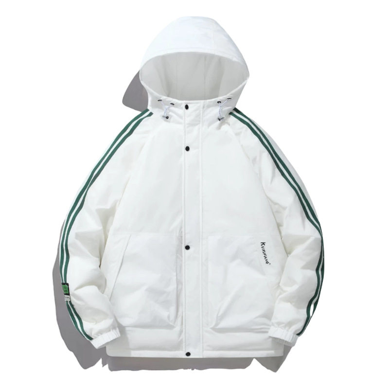 条纹连帽羽绒服男女同款短款冬情侣潮牌加厚白鸭绒外套yr236-P115,男装羽绒服,星座1210A