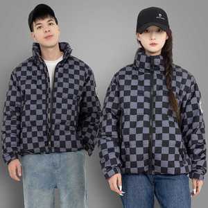 （带报告）90%白鸭绒羽绒服立领棋盘格子加厚外套DB06-P210图片