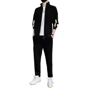 60%棉40%聚酯纤维运动套开衫卫衣外套两件套男TZ015-P95加绒P115图片