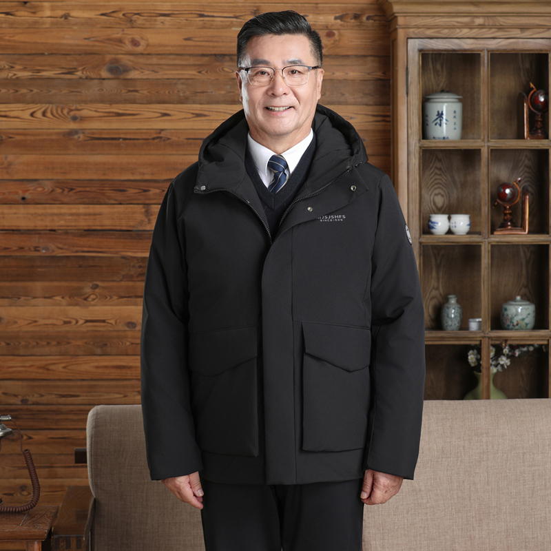 新中老年商务休闲连帽短款保暖加厚高品质白鸭绒羽绒服DB952-P210，男装羽绒服，星座1210A