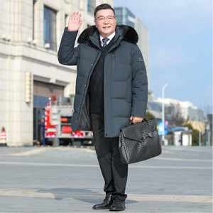 冬中老年爸爸装90%鹅绒服中长款加厚真毛领外套H817-P320538图片