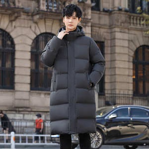 90%白鸭绒羽绒服长款过膝连帽压胶加厚保暖外套H810-P260368图片