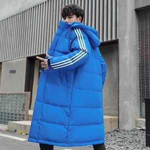 可定制运动长款情侣羽绒服连帽三条杠白鸭绒男女同款外套898-P120图片