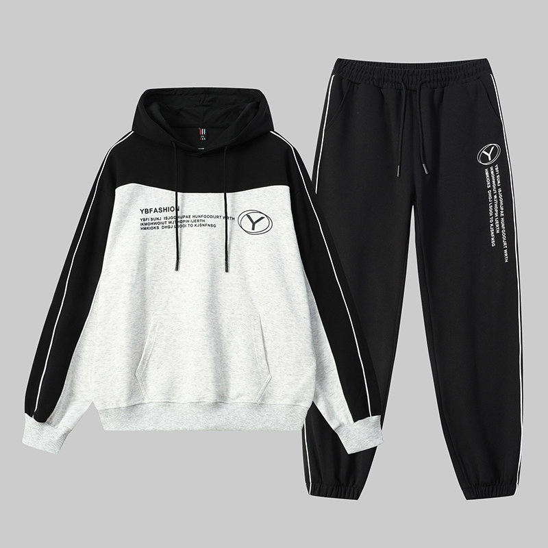 春秋季青年男衣服卫衣套装休闲潮流初高中运动连帽男TZ2535-P100,男装T恤,星座1210A