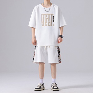 运动套装男士夏季时尚印花薄款冰丝短袖短裤一套搭配潮tz935-P48图片