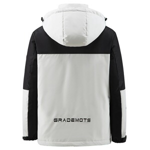 标50%白鸭绒羽绒服男短款冬男青年学生工装连帽外套YR7518-P130图片
