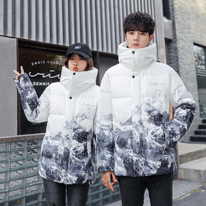 现货冬潮牌羽绒服情侣时尚连帽雪山渐变户外青少年INS风yr26-P80图片