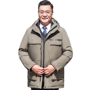 2025年中老年时尚商务男士白鸭绒羽绒服中长款加厚外套YR233-P180图片