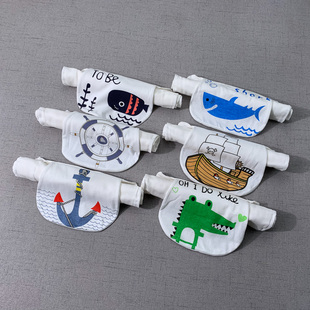 4层棉纱吸汗巾 春夏汗布 儿童卡通后背巾 纯棉透气 2条装