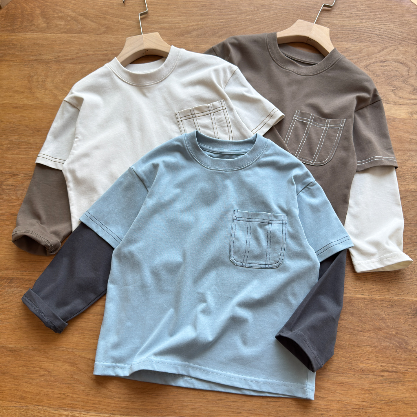 100%棉男童春秋假两件长袖T恤