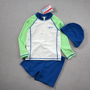 防晒 专业泳装 分体长袖 160儿童男童2025新款 外贸 游泳衣110 UPF50