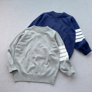 英伦风 新品 纯棉薄毛衣100 儿童男童秋装 圆领毛线衣 170 100%棉