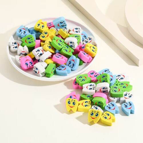 彩色牙齿造型创意橡皮卡通儿童可爱牙齿橡皮擦跨境组合礼品橡皮擦