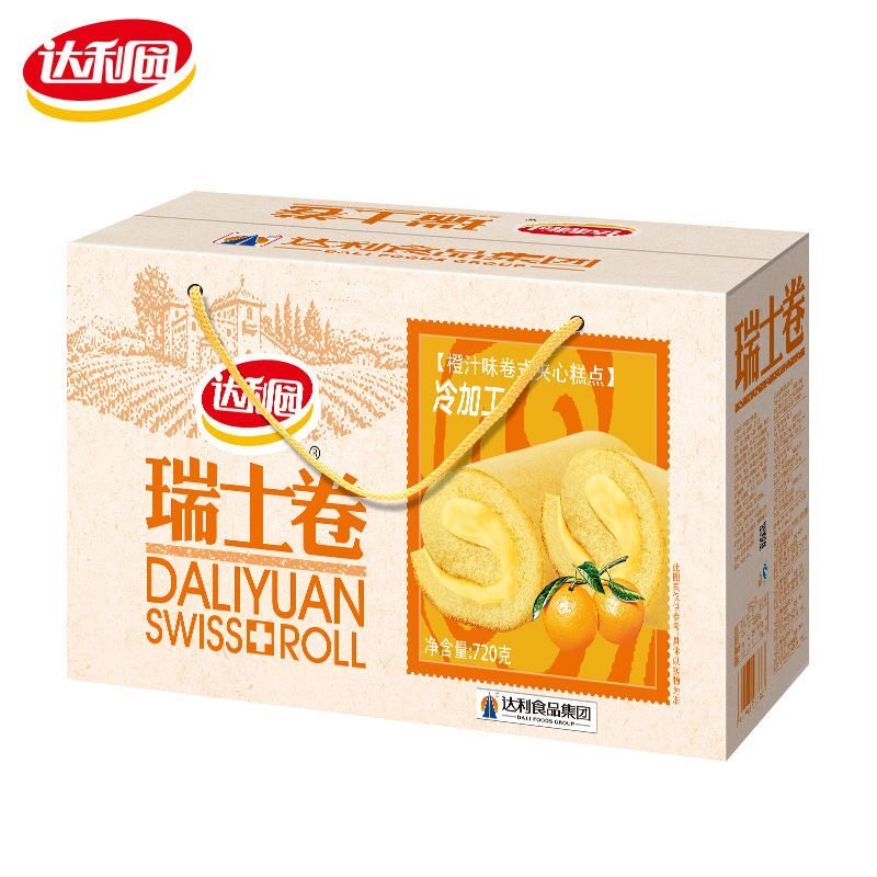 达利园瑞士卷橙汁味整箱装糕点5斤 卷式夹心糕点年货零食过年食品