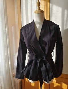 清仓亏甩 中国风 改良汉服系带上衣 有腰带 最后一件黑色