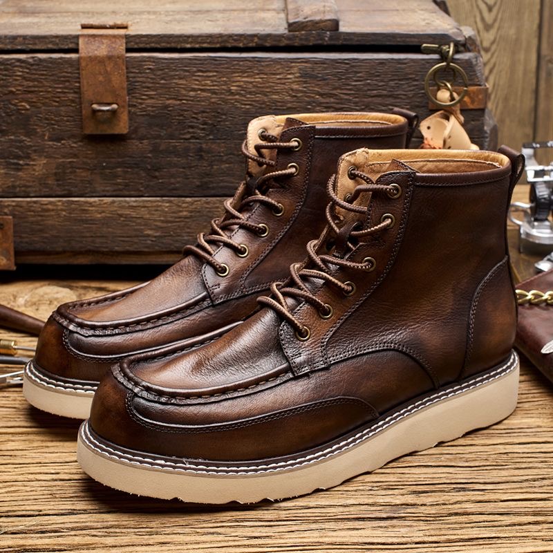 秋冬牛皮西部风马丁靴