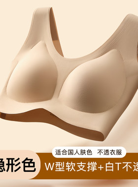 粉底液内衣薄款女宽肩美背文胸无钢圈冰丝固定杯Z021