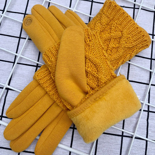 现货中性男女触屏针织毛线手套骑行保暖防寒不倒绒双线套焊锡手套