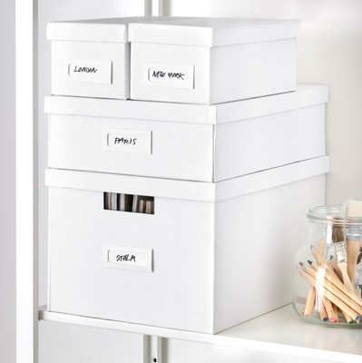 现货IKEA宜家希纳附盖储物盒纸制收纳箱桌面整理简约现代文具杂物