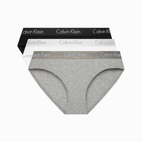 CK内衣女三条装提花腰边舒适棉质微弹性感比基尼三角内裤QP2349O