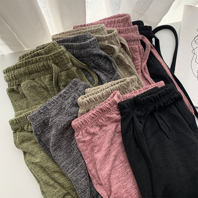 高腰休闲风长裤绑带休闲裤