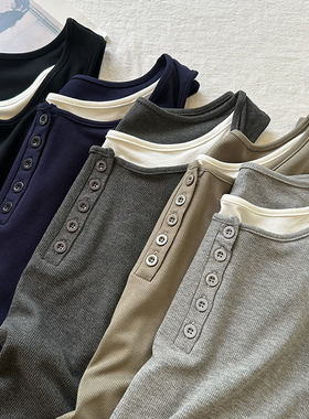 U领假两件双层叠穿设计感吊带背心女夏季修身显瘦螺纹棉无袖上衣