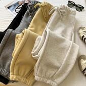 纯色束脚哈伦裤 加厚羊羔绒休闲卫裤 女秋冬宽松显瘦保暖厚实运动裤