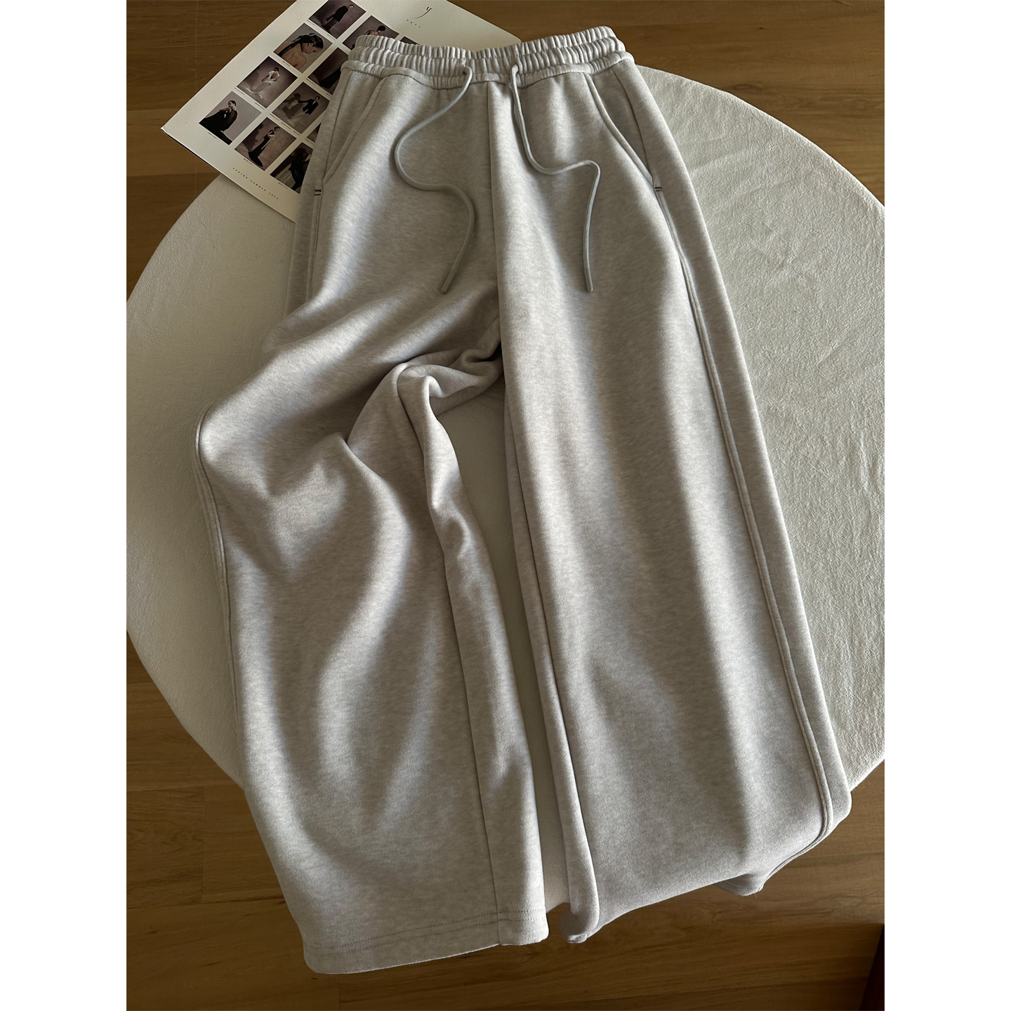 软糯加绒直筒阔腿裤女冬休闲卫裤