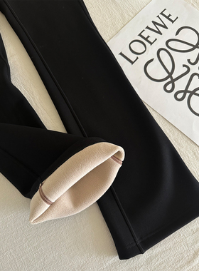 高腰修身显瘦四面弹加绒加厚喇叭裤女冬季保暖马蹄裤小黑裤直筒裤